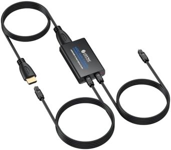 eSynic Professional eARC Audio Extractor-192KHZ ARC to Dual Optical SPDIF Adapter-From HDTV eARC/ARC Ports to Optical Soundbar & Wireless Headphones-Supports Dolby 5.1/DTS-Dual Sync Output-Plug & Play