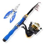 Fishing Rod and Reel Combos: Fishing Rod Reel Set, Portable Fishing Spinning Rod and Reel Combo set,1.7m Telescopic Fishing Rod and Reel Combo Set for Travel Surf Saltwater Freshwater