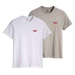 Levi's Men's 2-Pack Crewneck Graphic Tee T-Shirt, White / Mid Tone Grey Heather, M Slim fit