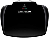 George Foreman Large Electric Grill [Non stick, Healthy, Griddle, Toastie, Hot plate, Panini, BBQ, Energy saving, Vertical storage, Easy clean, Drip tray, Ready to cook light] Black, 2400W 23440