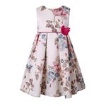 Richie House Girls' Sweet Flower Dress RH2218-A-3/4 Beige