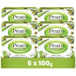 Pears Naturalé Soap Bar - Aloe Vera Detoxifying Bathing Bar with Pure Glycerin, Mild & Gentle Cleansing Formula for Daily Skin Radiance, Ideal for Hydrating Face, Body, and Hands - 100 g (Pack of 6)