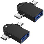 little potato 2 Pack 2 in1 Micro USB 3.0 and Type C 2.0 OTG Adapter, USB 3.0 A Female to Micro USB + Type C 2.0 Male Converter for Android Smartphones, Flash, Drive, Mouse, Keyboard (2Pcs)