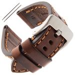 Gilden 18-28mm Gents Thick and Heavy Sport Calfskin Leather Watch Strap TS62, Brown, Stainless Steel Buckle, 22mm, Standard, Sport