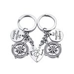 JOVIVI 2 Pcs Best Friends Keychain no Matter Where Compass Matching Broken Heart Pendant Friendship Key Chain for BBF Family Sisters Gifts