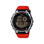 Casio Gents 47.00mm Quartz Watch with LCD Digital dial and Orange Rubber Strap Strap AE-2100W-4AVEF