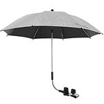 Baby Stroller Parasol, Baby Strollers Umbrella with Clamp, 360°Adjustable Baby Pram Umbrella, Waterproof Sun Protection Sun Shade for Pushchair Strollers Beach Chair (75cm, Gray)