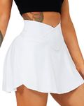 Navneet Tennis Skirt Golf Skorts for Women with Pockets Pleated Mini Skirt High Waisted Skort Pickleball Golf Clothes White L