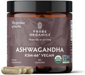 TRIBE ORGANICS Vegan Ashwagandha KSM 66 Pure Organic Root Powder Extract Ayurvedic Supplement - Focus Mood Support Increase Energy Strength 600mg of Natural KSM66 for Superior Absorption - 90 Capsules