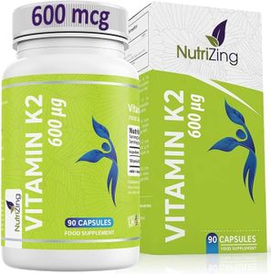 NutriZing K2 Vitamin Supplement MK-7 - High Strength 600mcg - Supports Bone & Arterial Health - 90 Vegan Capsules - Vitamin K2 for Men & Women - 3 Month Supply