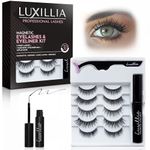 Luxillia Magnetic Eyelashes with Eyeliner, Most Natural Looking Magnetic Lashes Kit with Applicator, Best 8D and 3D Look, Reusable Fake Eye Lash, No Glue, Strongest Waterproof Liquid Liner