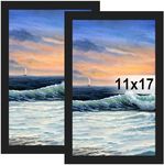 LUCKYLIFE 11x17 Picture Frame Black for Wall Mounting, 2 Pack