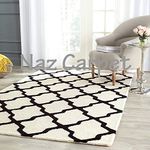 Naz Carpet Floral Modern Hand Woven Loop/cut Pile Carpet (White, Wool & Wool Blend, 7 x 10 Feet)