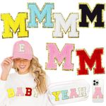 Chenille Letter Patches Iron on Letters Patches for Clothes, Preppy Varsity Letter Patches, Letterman Jacket Patches, Embroidered Patch Sew on Patches for Backpacks Hats, 6 Pcs Letter M, 3 inch