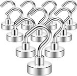 PERLMAN Metal Magnetic Hooks Hangers, Heavy Duty Earth Magnets With Hook For Refrigerator, Hanging, Kitchen, Home, Workplace, Office And Garage - (20 Mm, Pack Of 10), Silver