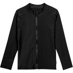 SwimZip UPF 50+ Long Sleeve Rash Guard for Boys and Girls - Baby, Toddler, Kids, Black, 2T