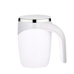 Nebula-X Automatic Magnetic Rechargeable Stirring Mug,Coffee Tumbler for Home Office Travel,Insulated Stainless Steel Auto Self Mixing Cup for Milk Cocoa Tea Hot Chocolate (White), 380ML