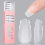 AILLSA Short Coffin Nail Tips - 240 Pcs Upgraded Matte Soft Gel Nail Tips No Filed, Pre-shaped Full Cover Clear Acrylic False Gelly Nail Tips for Soak Off Nail Extensions 15 Sizes