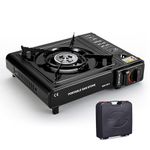 Viblizz FlameGuard Pro Portable Butane Gas Camping Stove | Lightweight Outdoor Cooking Burner with Auto Piezo Ignition | Adjustable Flame & Overvoltage Protection (Gas Canister Not Included) - Black