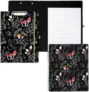 Steel Mill & Co Cute Large Spiral Notebook with Durable Hardcover and 160 Lined Pages Bundle with Clipboard Folio with Refillable Lined Notepad and Interior Storage Pocket, Mushroom