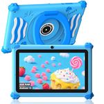 Ascrecem Kids Tablet 7 Inch Android 15 Toddler Tablet for Kids with 2.4G+5G WiFi6 Penta Core 6GB RAM 32GB ROM Tablette Enfant Dual Camera 128GB Expandable Widevine L1 Parental Control (Blue)