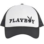 Concept One Playboy Truck Hat, Mesh Adjustable Snapback Baseball Cap with Curved Brim, Black, One Size