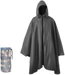 Nomadnia Plus Size Adult Rain Poncho with Hood and Zipper, Poncho Para Lluvia, Tactical Ponchos Adult For Camping, Hiking, Fishing, Travel and Outdoors. Easy to Pack. Grey