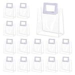 Yolyoo 15 Pack Clear Gift Bags with White Handles Transparent PVC Gift Wrap Bags Plastic Tote Bags Reusable Shopping Bags for Bridal Party,Wedding,Baby Shower,Birthday Party 7 x 8 x 4 Inch