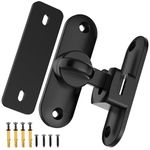 Flip Sliding Barn Door Lock, 90/180 Degree Sliding Door Lock Latch and latches for Barn Door, Pet Door, Bathroom, Outdoor, Garage, Window, Sliding Door (1, Black)