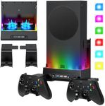 GORIXER Wall Mount for Xbox Series S, Vertical RGB Light Cooling Fan Bracket Mount Kit Accessories with 2 X Controller Holder & Extended USB Ports for Xbox Series S Console -Black