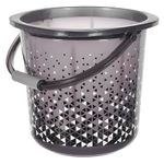 Kuber Industries Unbreakable Plastic Triangle Print Bucket for Home & Bathing with Handle 18 LTR (Black) 54KM3936