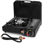 SHINESTAR Dual Fuel Stove with Butane & Propane Compatibility, Portable Camping Stove for Outdoor Cooking, Propane Adapter Hose and Carrying Case Included, 7800 BTUs Output