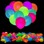 Pack of 100 UV Neon Balloons Neon Glow Party Balloons UV Black Light Balloons Glow in the Dark for Birthday Decorations Luminous Party Accessories