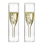 Sziqiqi Bulk Double Walled Crystal Champagne Flute Glasses, Classics Tulip Goblet Stemless Clear Glass Cups, Hand Blown Toasting Glasses for, Weddings, Parties, Bars, Double Walled