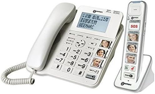 Geemarc Amplidect 295 Combi Photo - Landline Phone with Amplifier and Additional Handset with Large, Customisable Photo Buttons for Seniors - Low to Medium Hearing Loss - Version DE