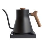 Fellow Stagg EKG Electric Gooseneck Kettle - Pour-Over Coffee and Tea Pot, Stainless Steel, Quick Heating, Matte Black with Walnut Wood Handle, 0.9 Liter