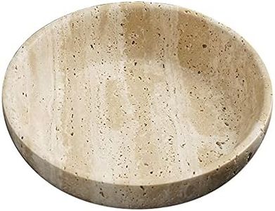 SAIDKOCC Large Marble Round Bowl HandCrafted Decorative Dish Fruit Bowl for Home Decorative (Beige Travertine)
