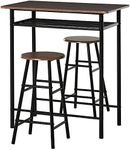 HOMCOM Bar Table Set, Bar Table and Stools Set, Footrest and Storage Shelf, for Kitchen, Dining Room, Pub, Cafe, Black and Oak