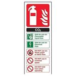 V Safety 11004AC-S Co2 Id Fire Extinguisher Sign, Portrait, Self Adhesive Vinyl, Black/Green/Red, 75 mm x 200 mm