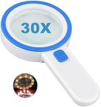 Nazano Magnifying Glass with 12 LED Lights,30X Double Glass Lens Handheld Illuminated Magnifier Reading Magnifying Glass with for Seniors Read,Coins,Stamps,Map,Inspection,Macular Degeneration (Blue)