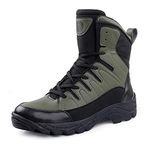 Bacca Bucci Men's Flame Original 7-Eye Moto Inspired Mild Water Proof High Top Ankle Snow Boots (Olive, UK 8)