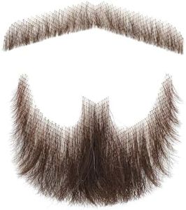 Parceria Realistic Mustache, Alternative Adhesive Handmade Brown Stick on Mustache, Well Cutted Lace Based Fake Beard for Men Theatrical, Holiday, Drama, Party, Movie