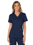 Cherokee Women Scrubs Top Workwear Revolution Mock Wrap WW610, Navy, Small