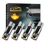 Qasim 4pcs T10 501 LED Bulbs Amber W5W 194 168 Canbus Error Free 2016-18SMD 450 Lumens for Car Side Lights Interior Dome Map Door Courtesy Number Plate Lights