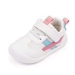 MK MATT KEELY Baby Boys Girls First Walking Shoes Toddler Anti-Slip Soft PU Leather Prewalker Sneakers,Size 3.5 UK Child,Pink