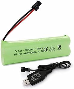 Gecoty® Rechargeable 4.8 V Ni-MH AA Battery, 2400 mAh RC Battery with SM Plug and Charging Cable for High Speed Train Toys, Lighting, Power Tools