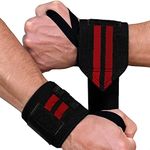 Facto Power Wrist Wrap (1 Pair) 14 Inch Long, Wrist Supporter for Gym, Wrist Wrap, Hand Band with Adjustable Size Strap & Thumb Loop for Gym, Power Lifting Weight Lifting (Black & Red)