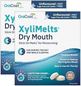 XyliMelts Dry Mouth Relief Discs Unflavoured (80 Count) – Xylitol Oral Adhesive Tablets for Overnight Dry Mouth Relief, Long-Lasting Moisture & Saliva Support Day or Night