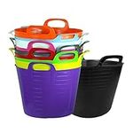 40L 40 Litre Large Robust Flexi Tubs - Set of 3 - Mixed Assorted Colours Randomly Picked - Multi Purpose Flexible Rubber Storage Container Buckets