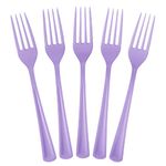 Disposable Lavender Plastic Forks 50 Pcs - Heavy Duty Lavender Plastic Disposable Cutlery - Lavender Disposable Flatware, Lavender Plastic Silverware, Plastic Forks Lavender Exquisite